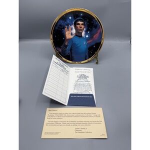 The Hamilton Collection Star Trek 25th Anniversary Spock Plate Gold‎ Rim 1991